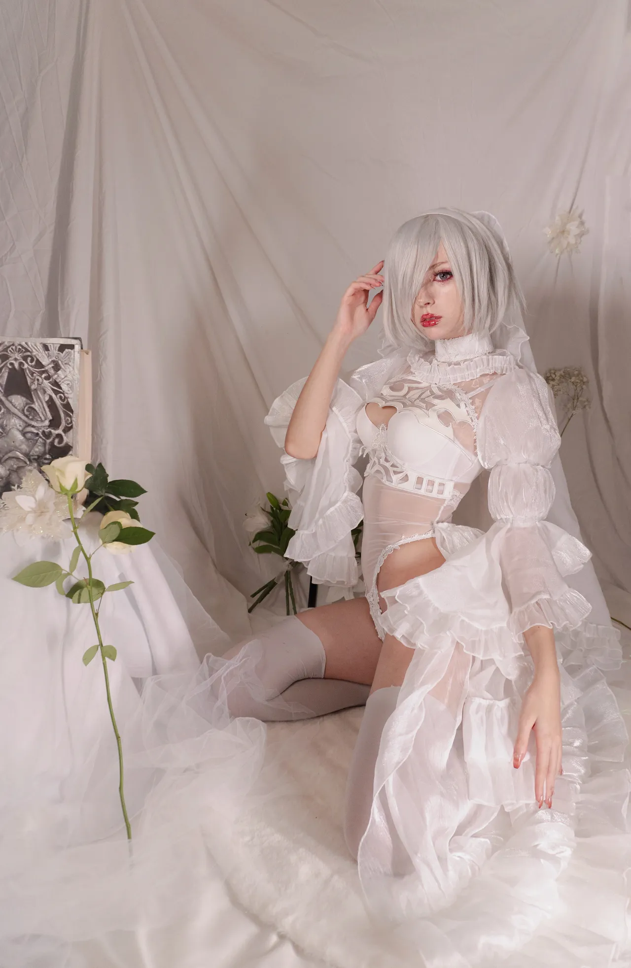 Косплей 2b в свадебном наряде из nier automata от himeecosplay 5