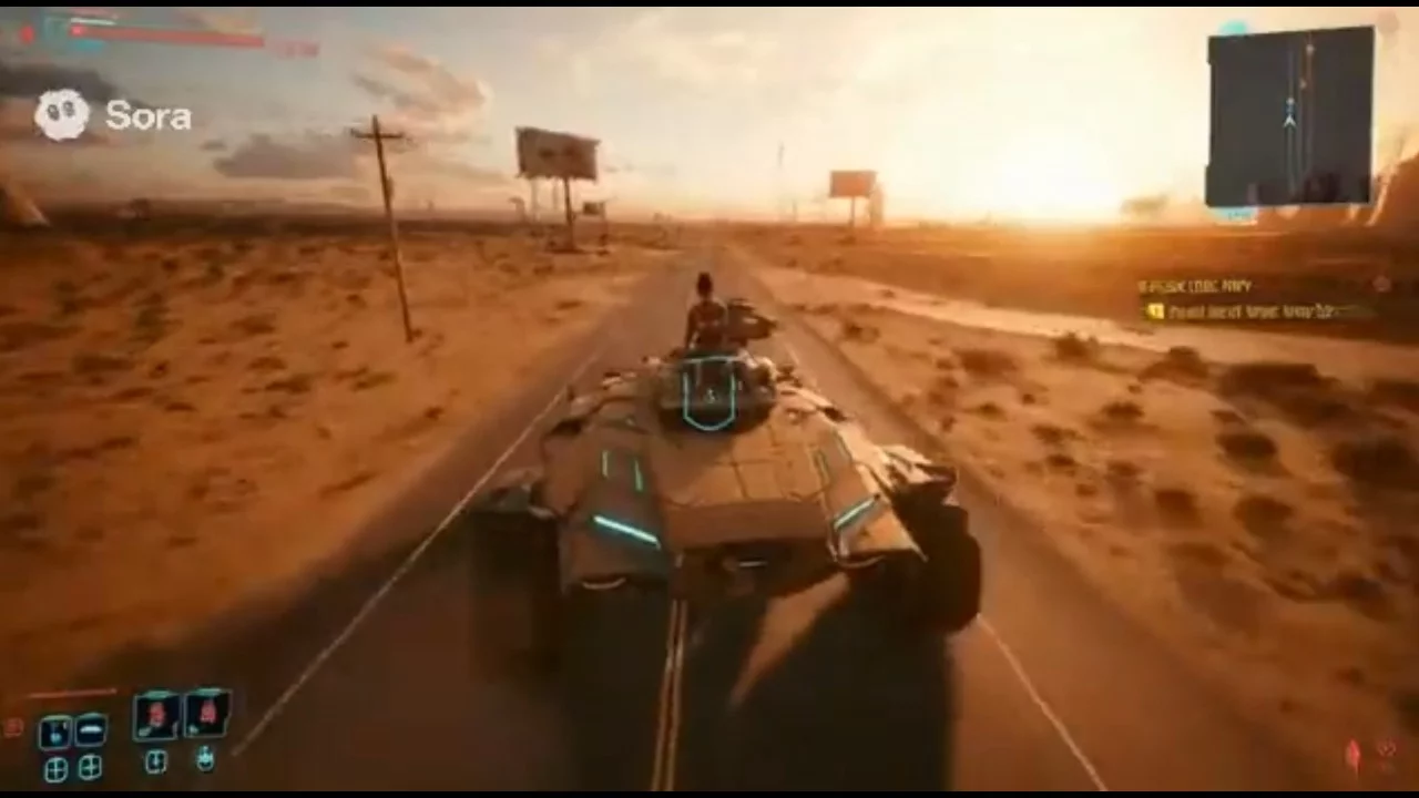 ИИ sora 2 почти идеально воссоздал геймплей cyberpunk 2077 по текстовому запросу